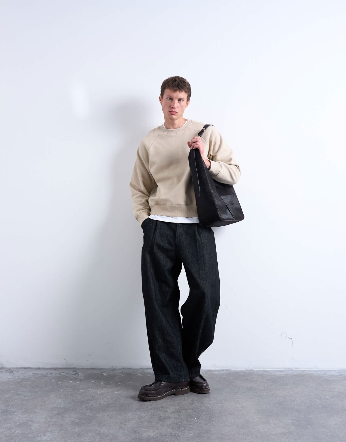 Topman boxy fit raglan sweatshirt in stone