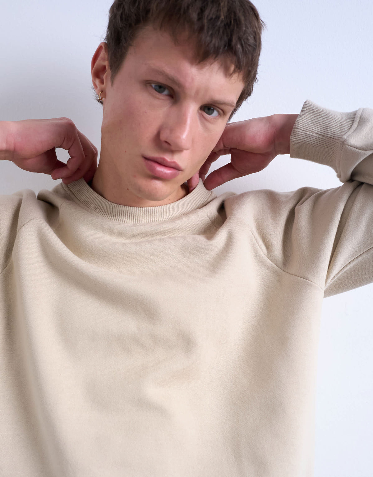 Topman boxy fit raglan sweatshirt in stone