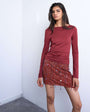 Topshop slinky scoop back long sleeve top in dark red