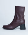 Topshop Niamh block heel ankle boot in burgundy