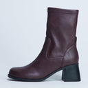 Topshop Niamh block heel ankle boot in burgundy