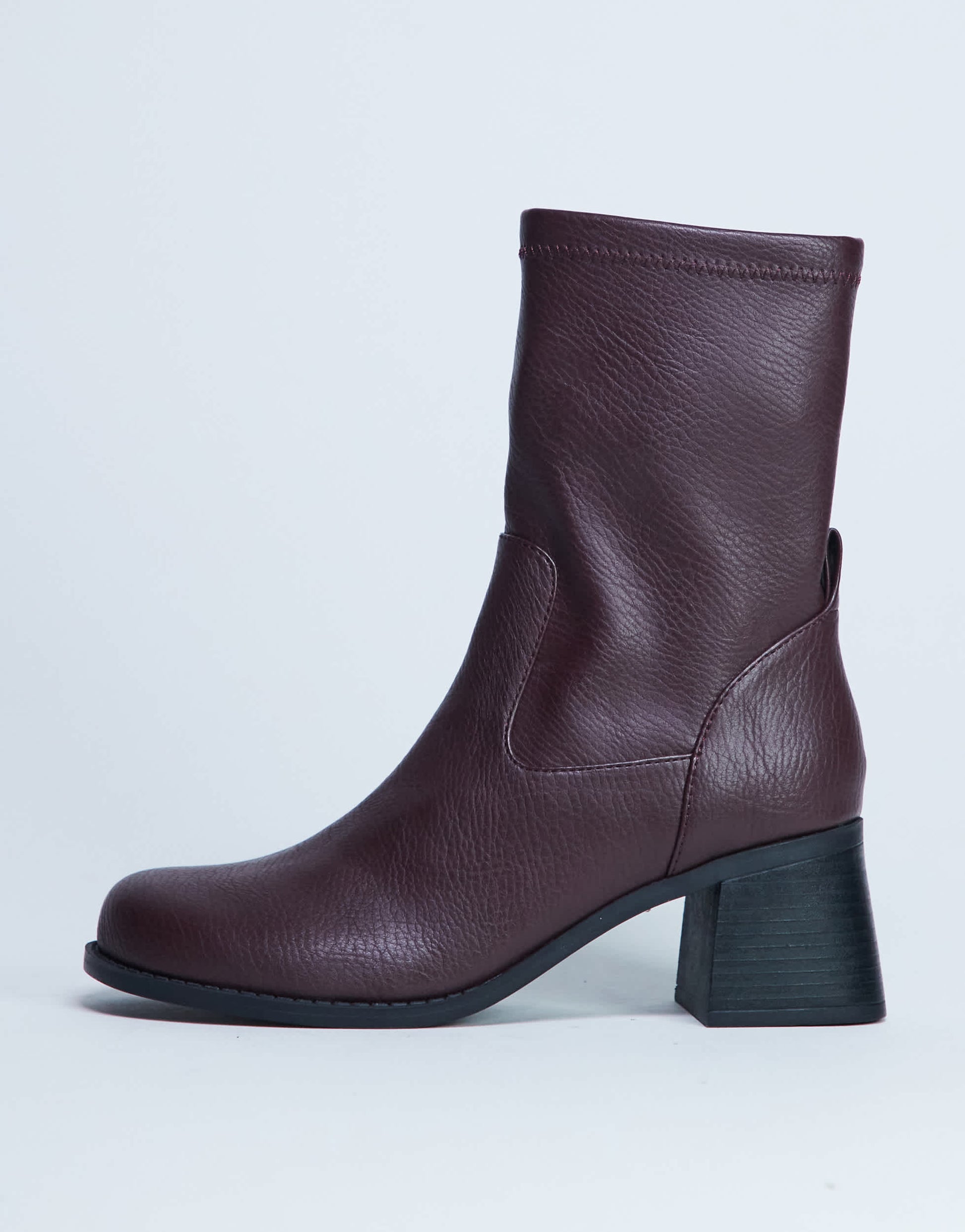 Topshop Niamh block heel ankle boot in burgundy