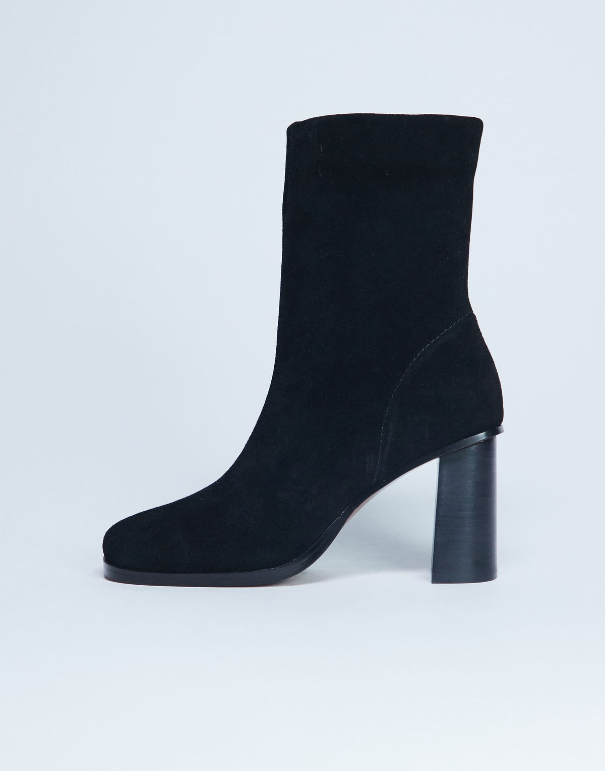 Topshop Nellie real suede heeled ankle boot black
