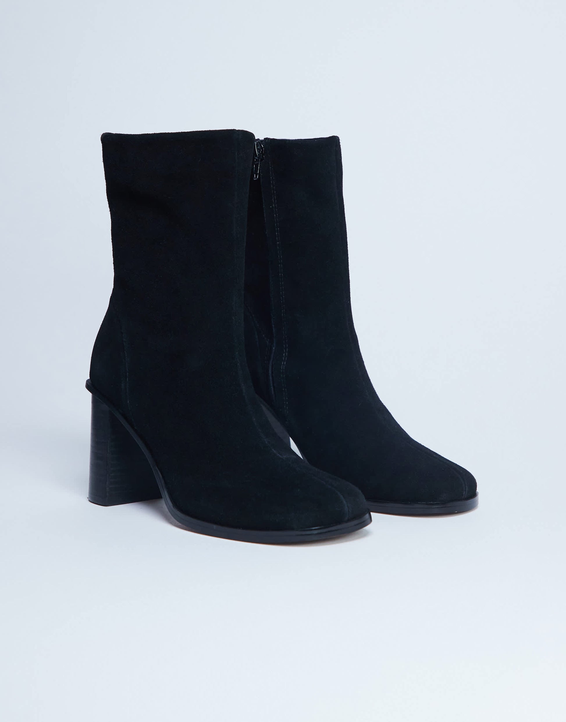 Topshop Nellie real suede heeled ankle boot black