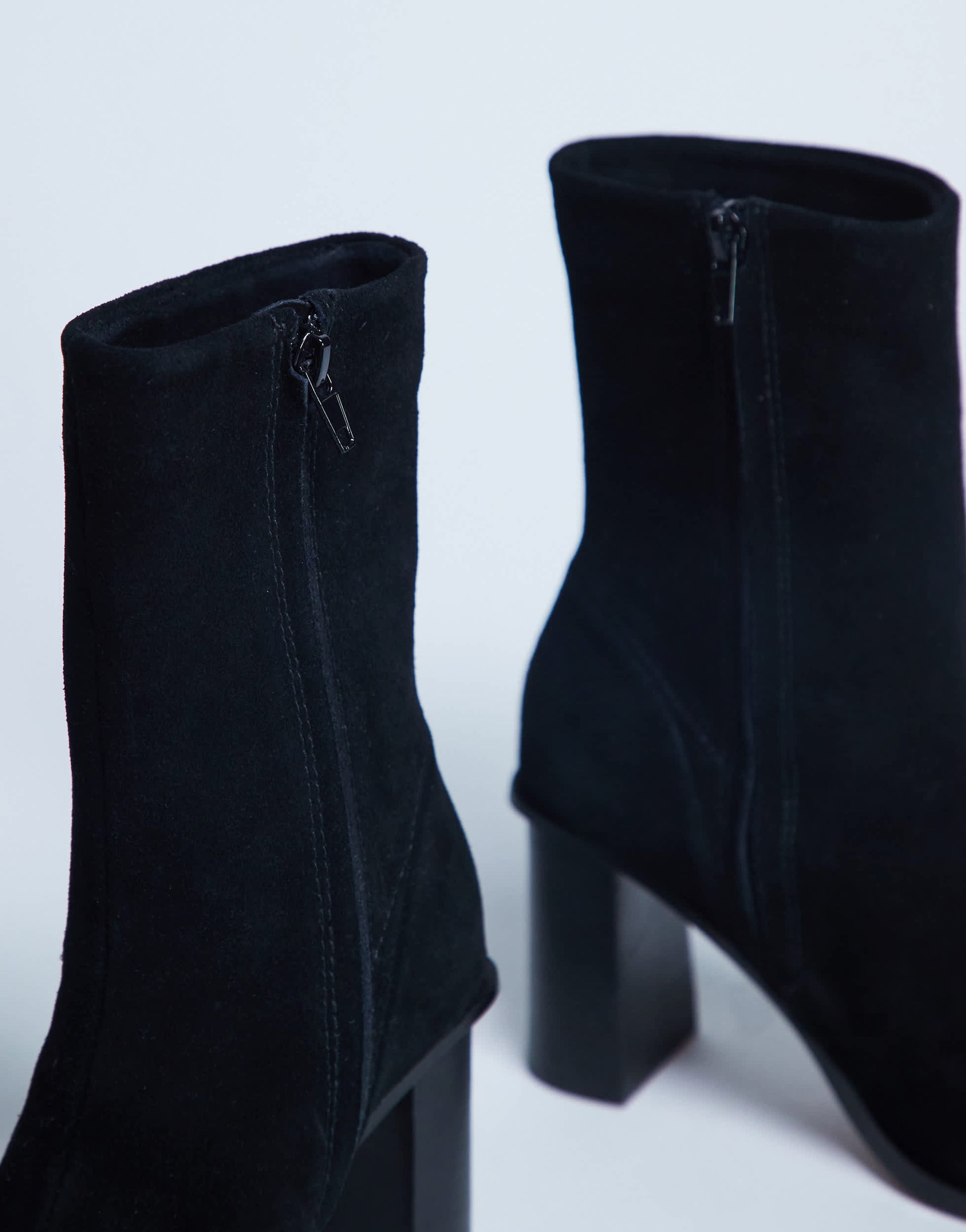 Topshop Nellie real suede heeled ankle boot black