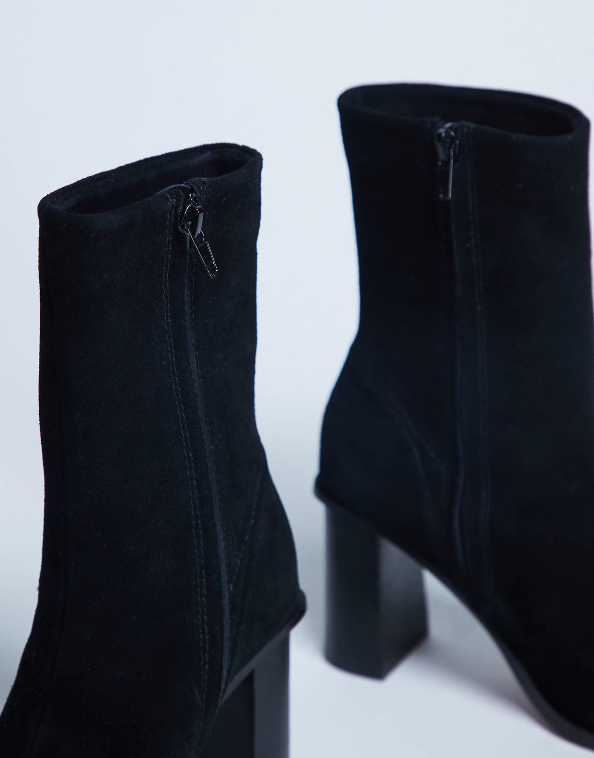 Topshop Nellie real suede heeled ankle boot black