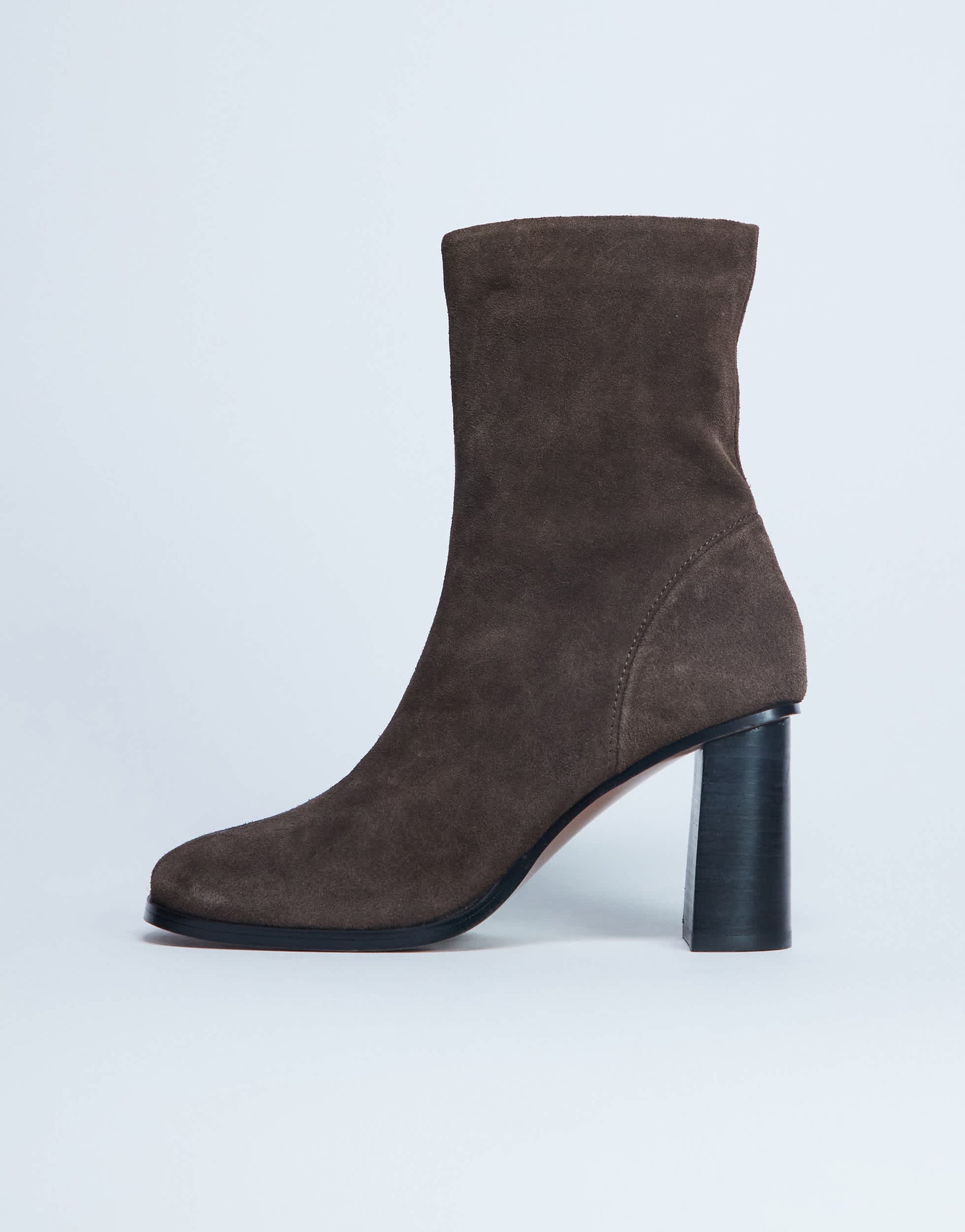 Topshop Nellie real suede heeled ankle boot in chocolate