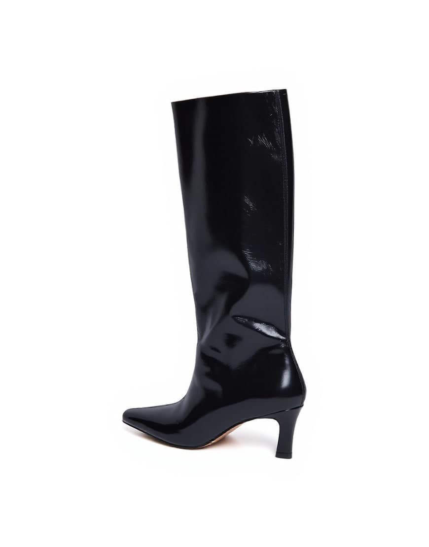 Topshop Tanya point toe knee high boot in black