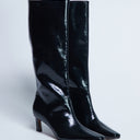 Topshop Tanya point toe knee high boot in black