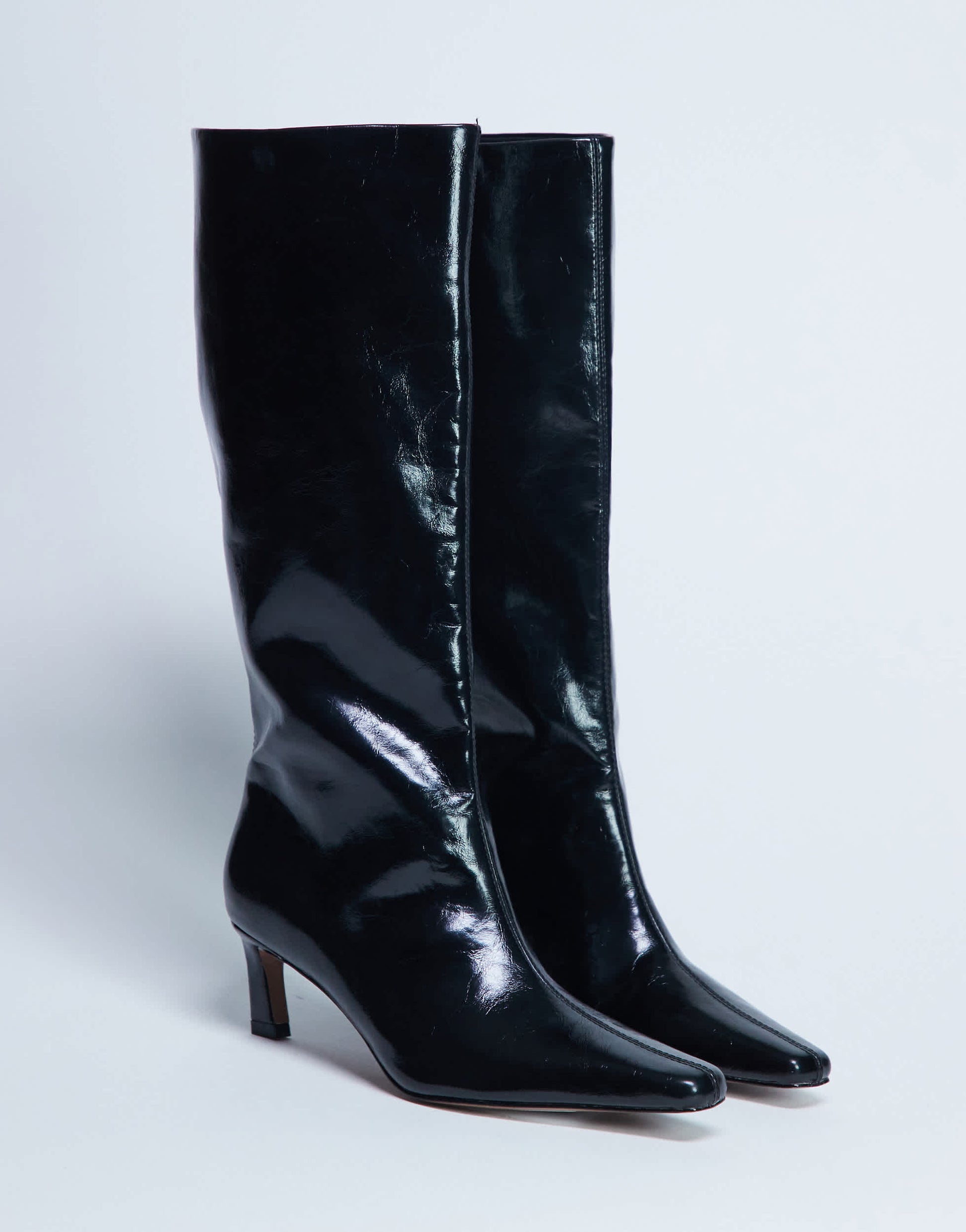 Topshop Tanya point toe knee high boot in black
