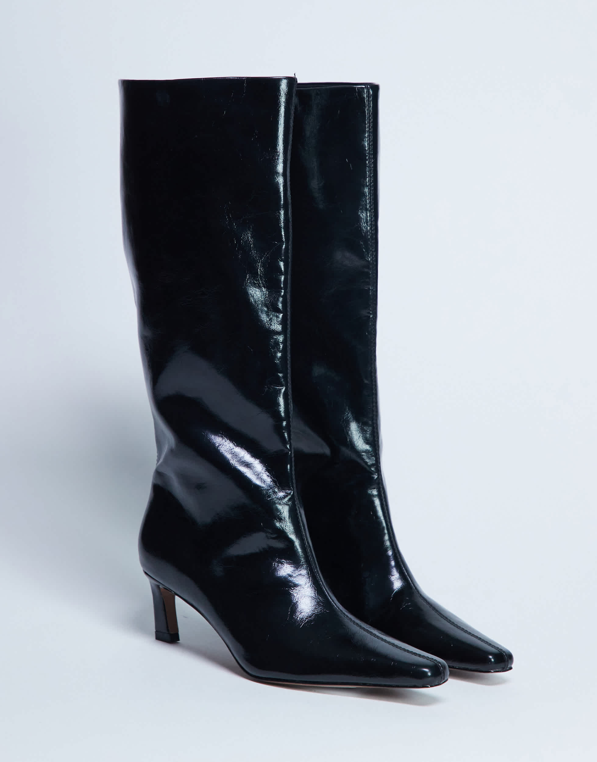 Topshop Tanya point toe knee high boot in black