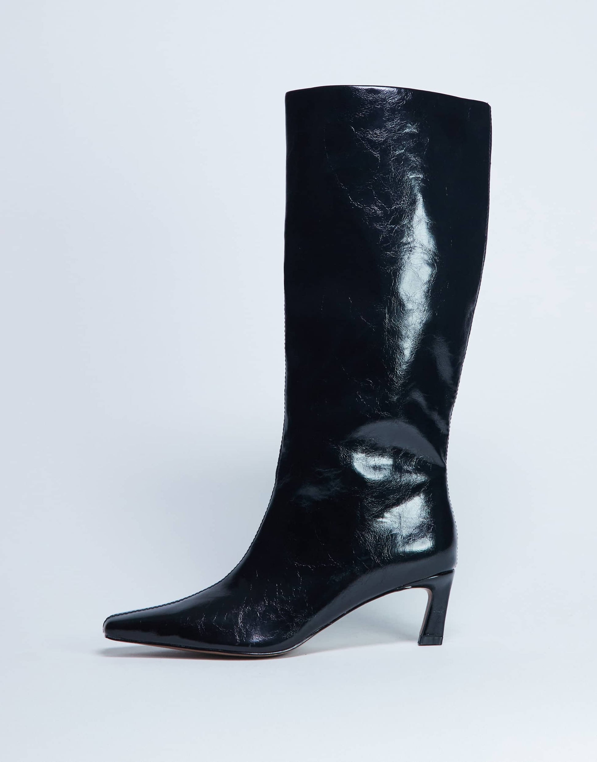 Topshop Tanya point toe knee high boot in black