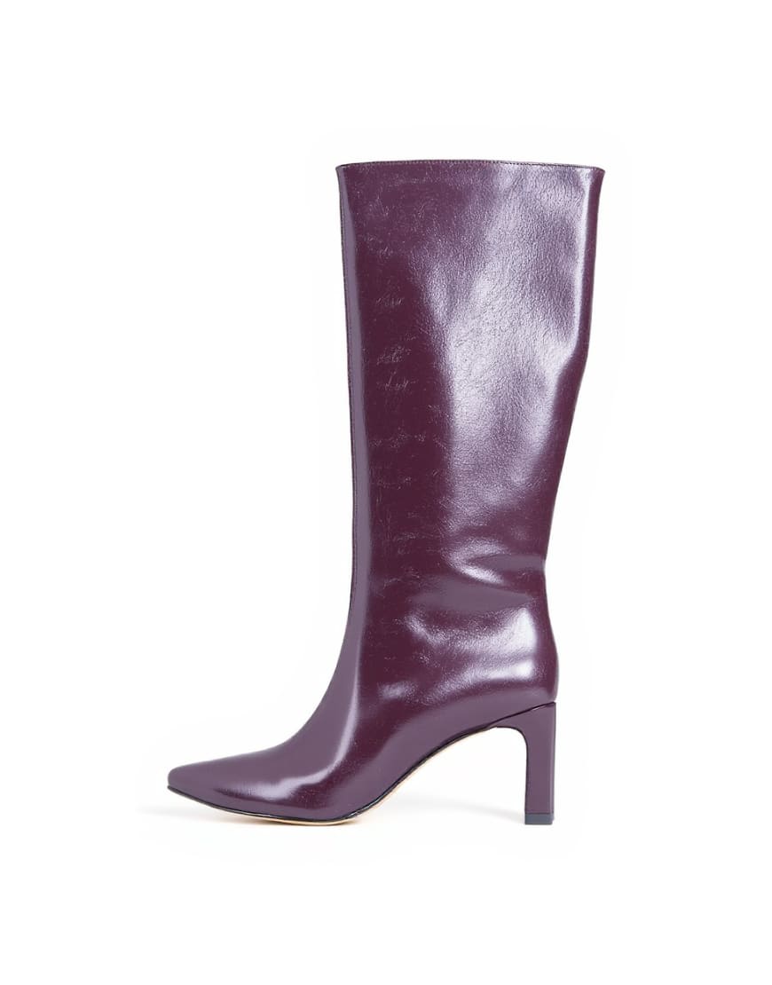 Topshop Tanya point toe knee high boot in burgundy