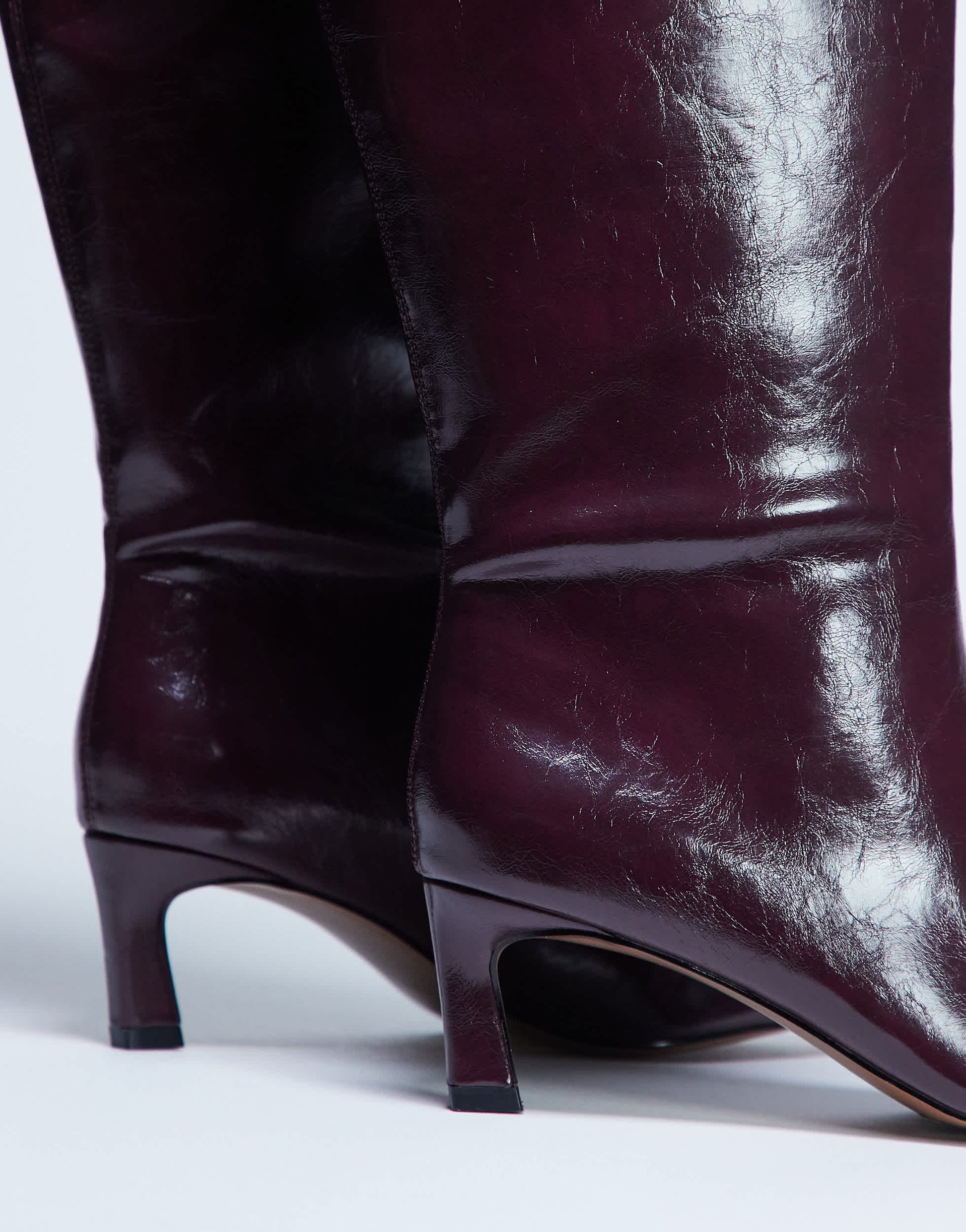 Topshop Tanya point toe knee high boot in burgundy
