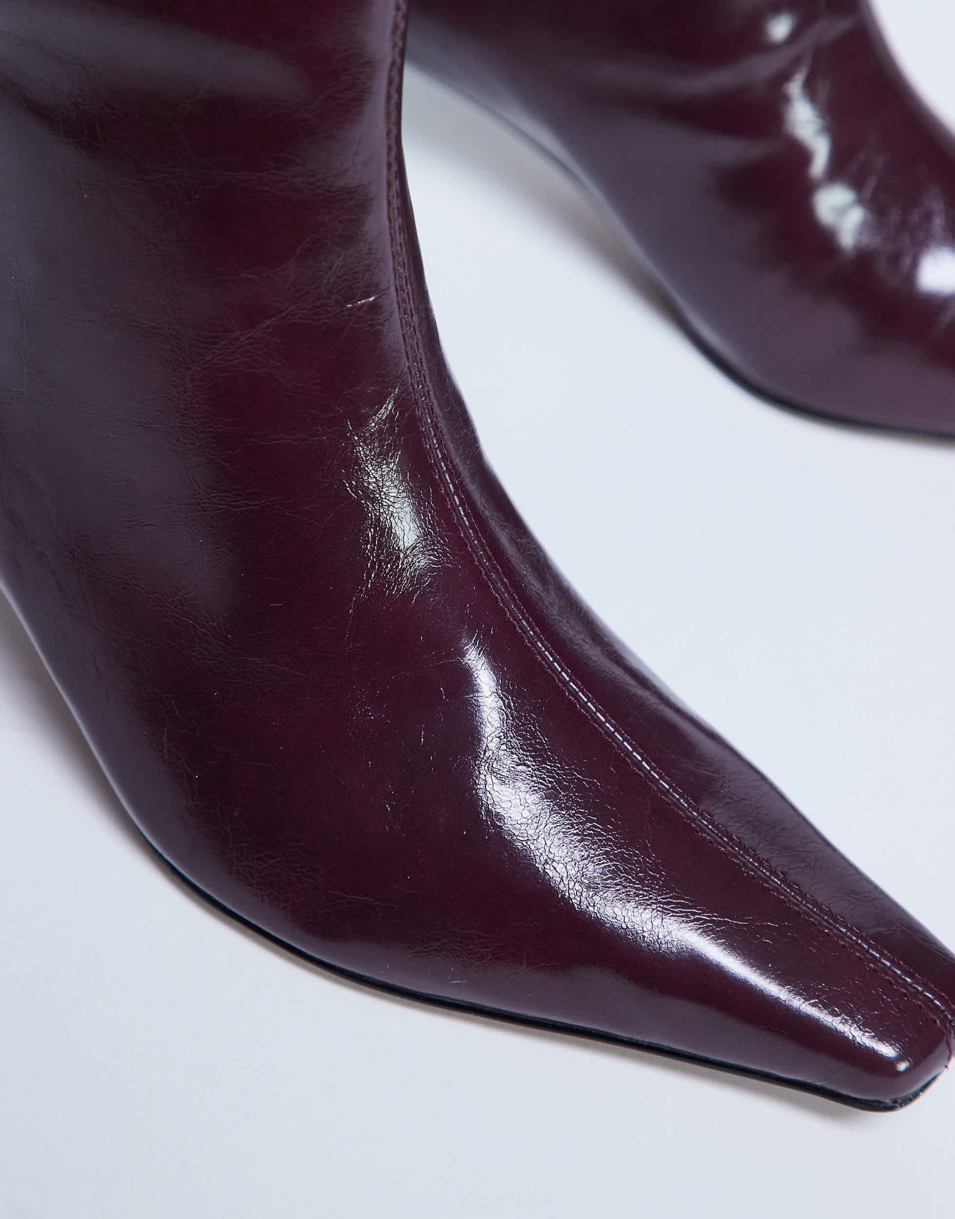 Topshop Tanya point toe knee high boot in burgundy