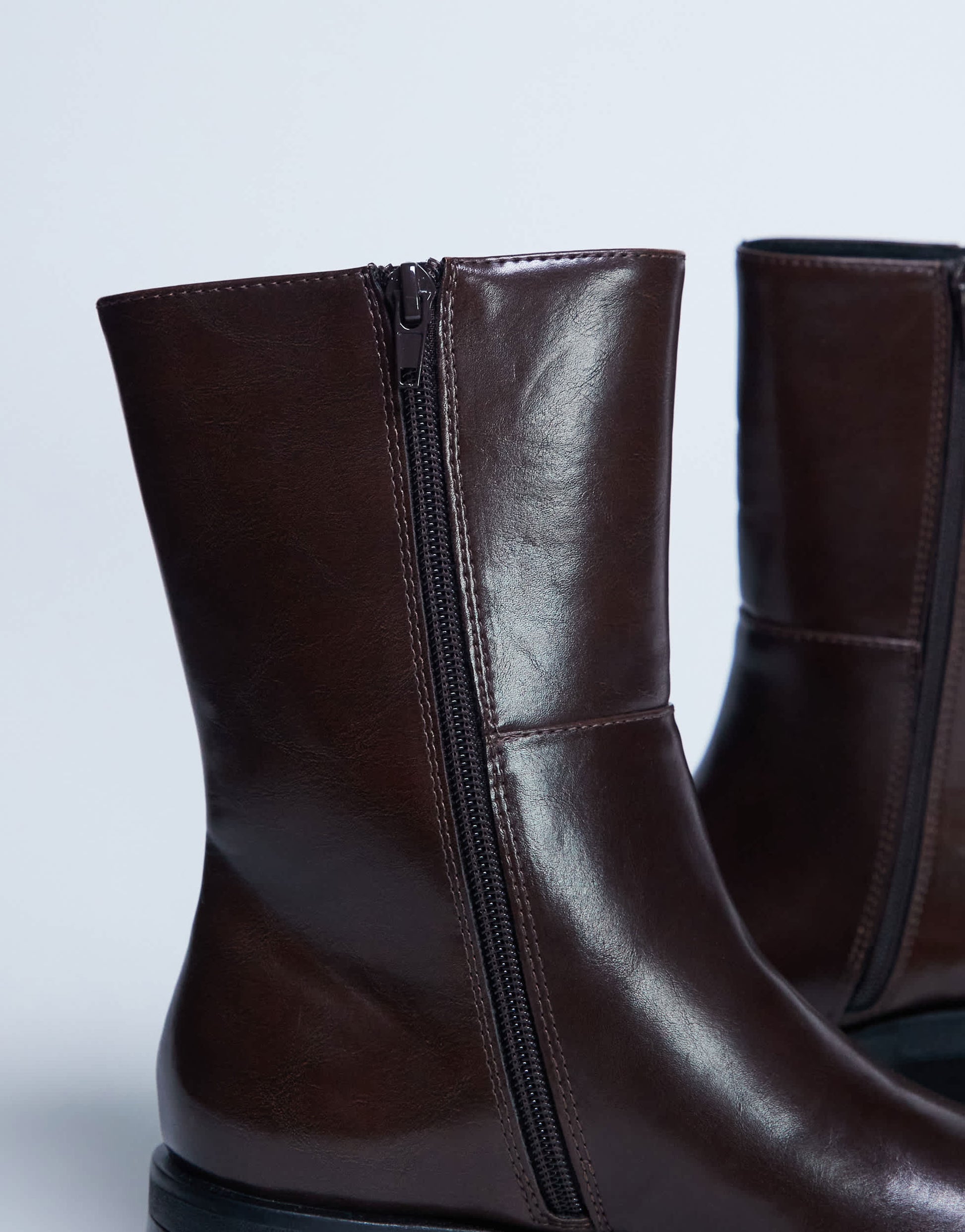 Topshop Nina chunky heeled ankle boot in chocolate