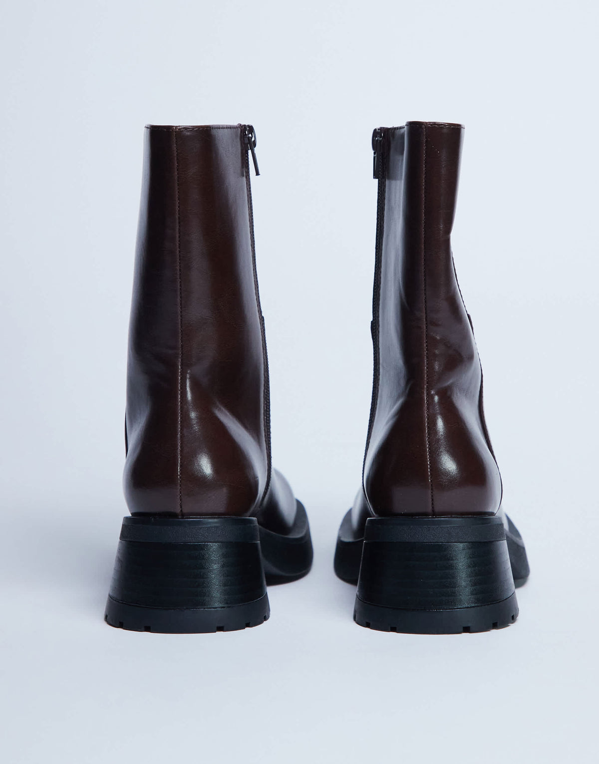 Topshop Nina chunky heeled ankle boot in chocolate
