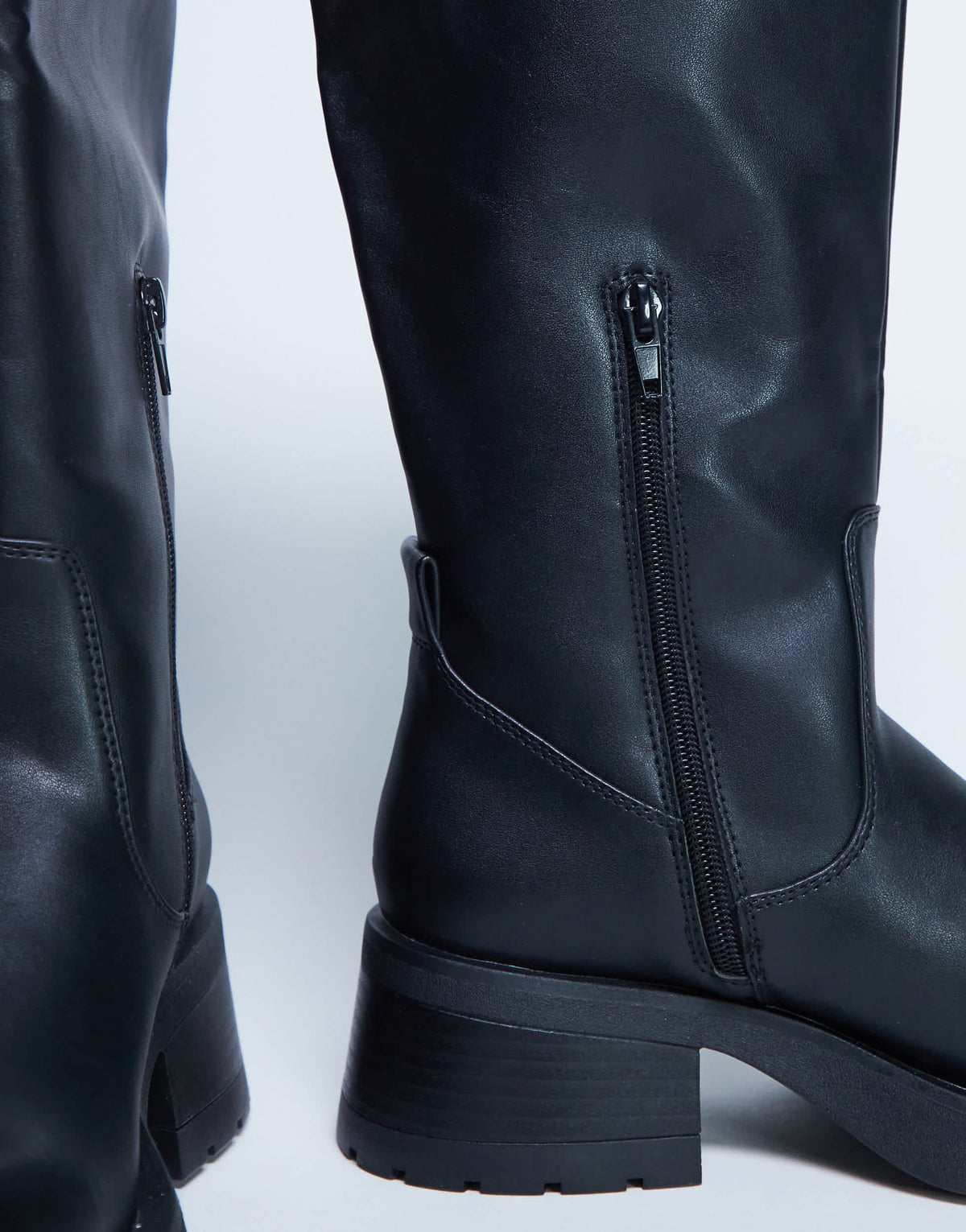 Topshop Rachel knee high chunky heeled boot in black