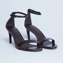 Topshop Isabelle 2 part banana heel sandal in chocolate
