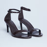 Topshop Isabelle 2 part banana heel sandal in chocolate