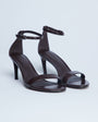 Topshop Isabelle 2 part banana heel sandal in chocolate