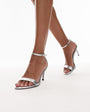 Topshop Isabelle 2 part banana heel sandal in silver