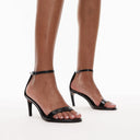 Topshop Isabelle 2 part banana heel sandal in black