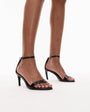 Topshop Isabelle 2 part banana heel sandal in black