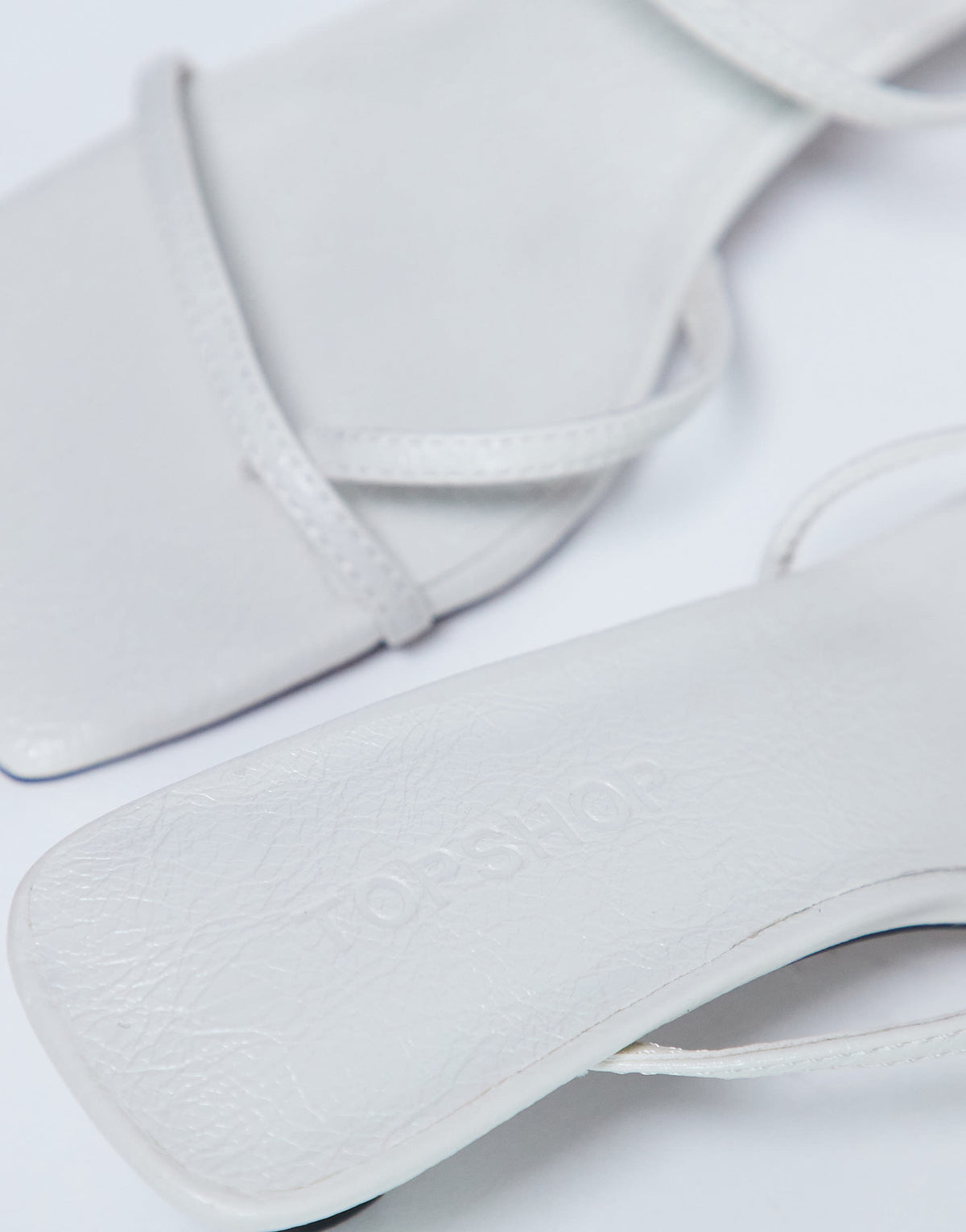 Topshop Iva strappy kitten heel mule in white