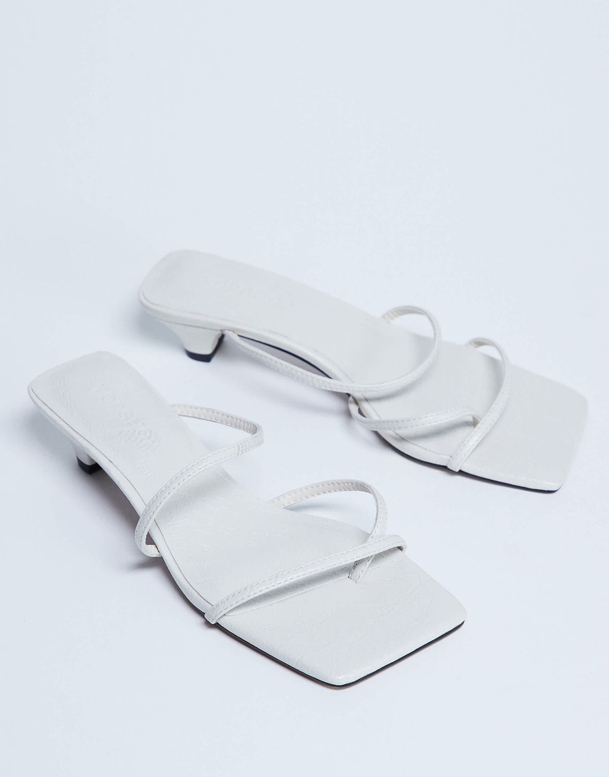 Topshop Iva strappy kitten heel mule in white