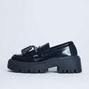 Topshop Cameron tassel loafer with cleated sole in black