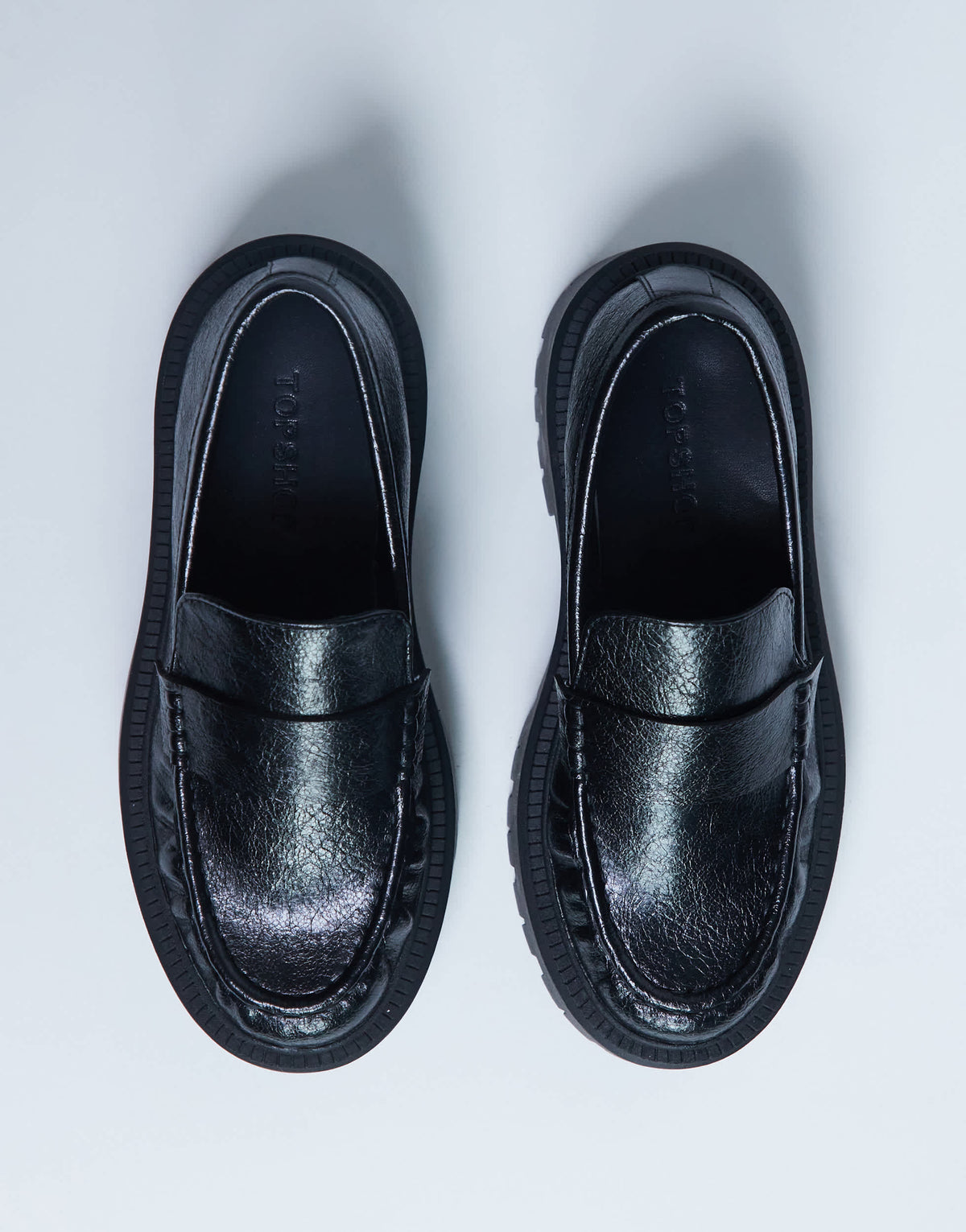 Topshop Cecil chunky cleated sole loafer in black 