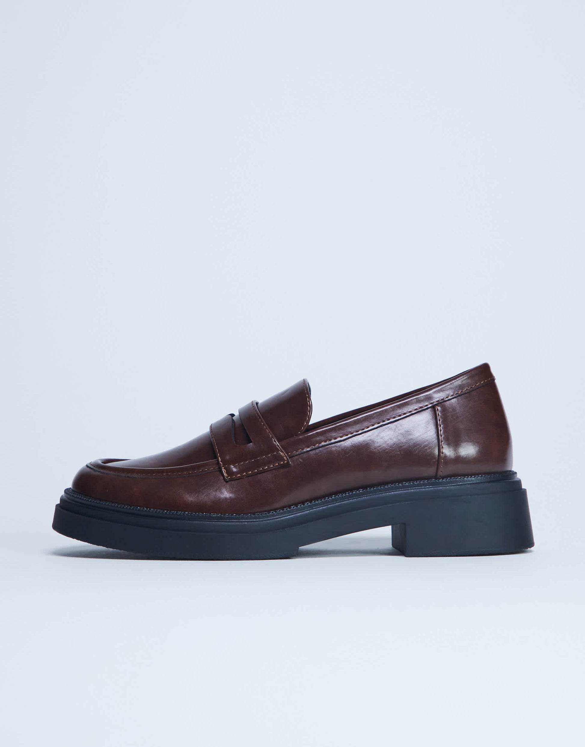 Topshop Cade chunky sole loafer in chocolate