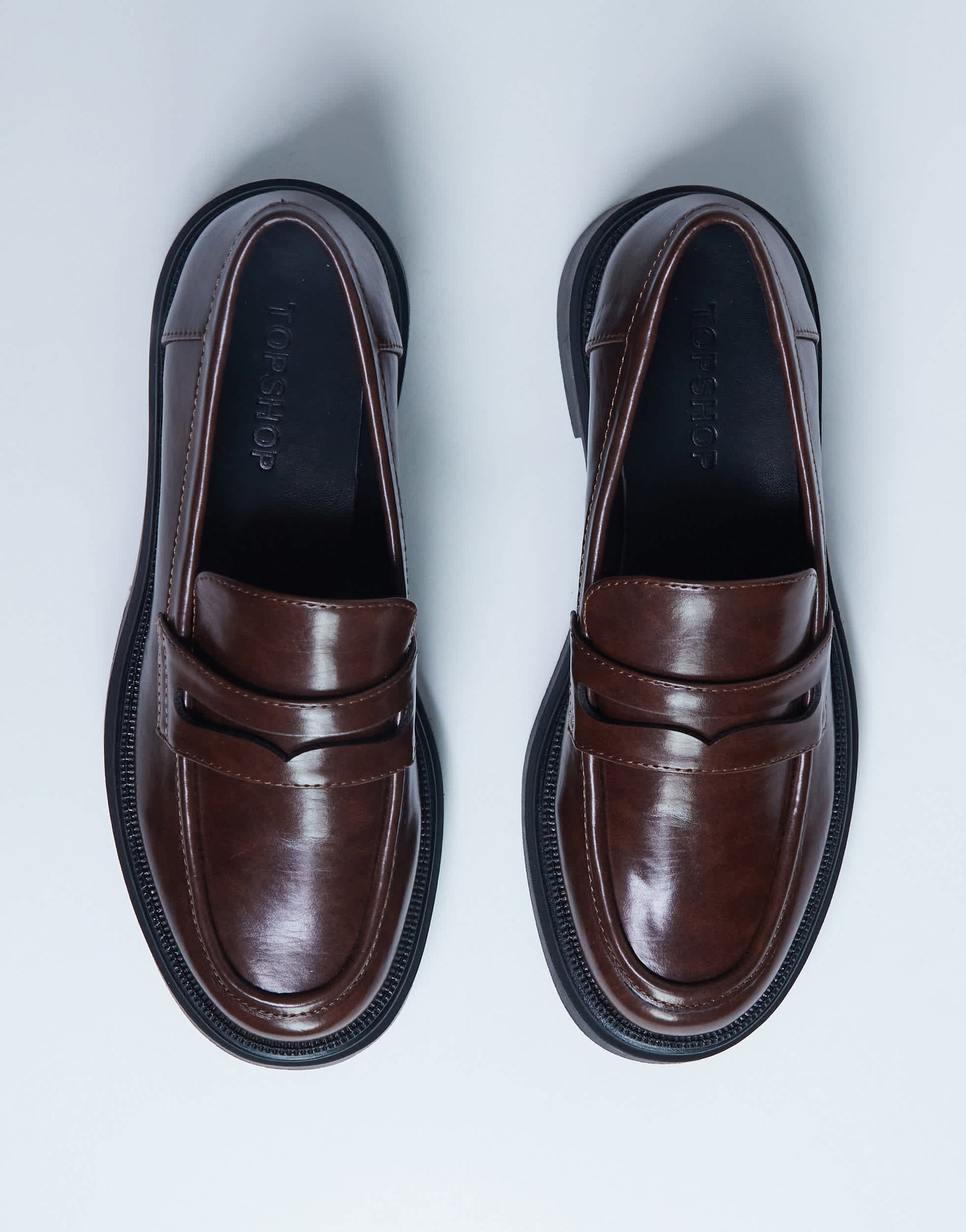 Topshop Cade chunky sole loafer in chocolate