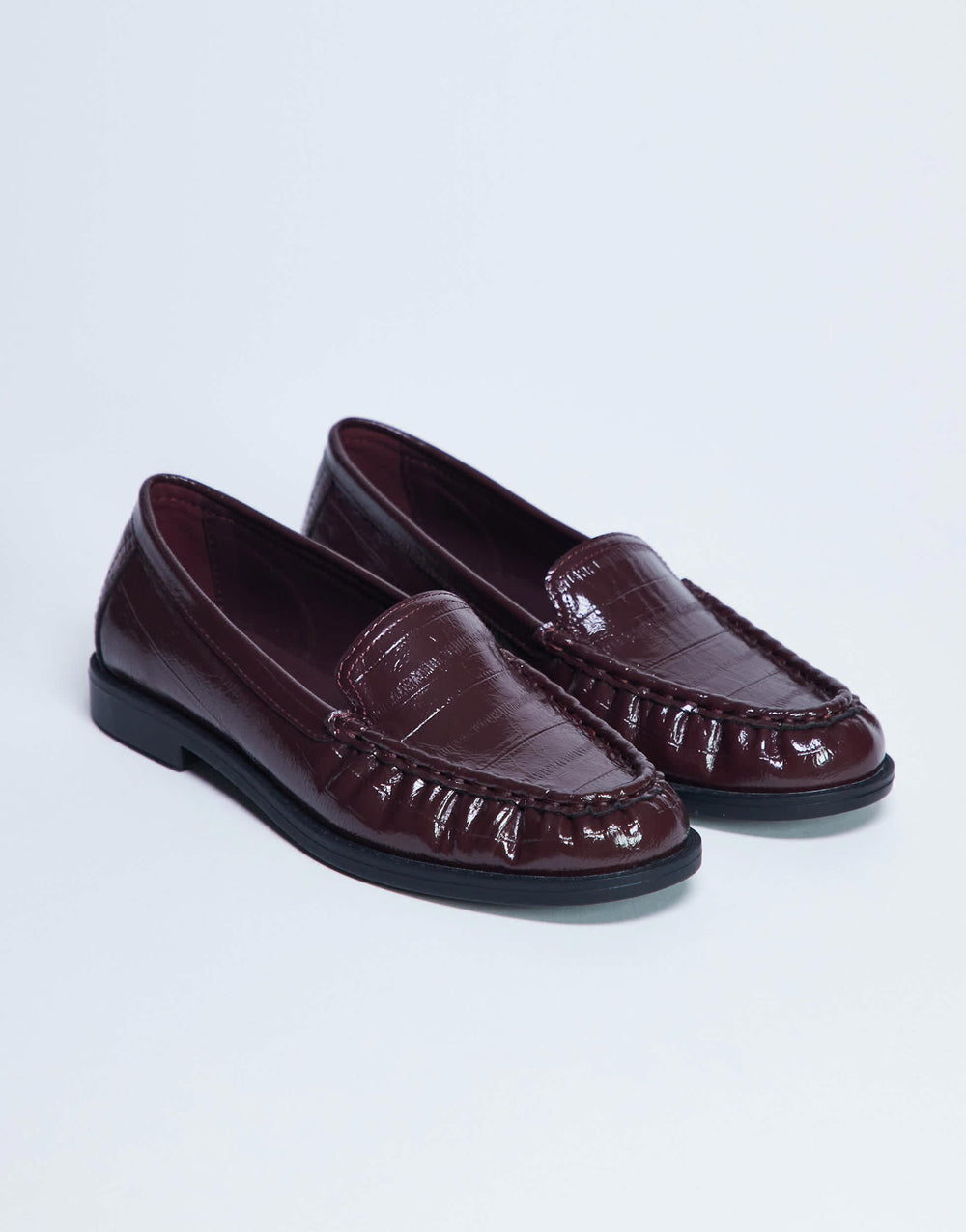 Mocassin Topshop Coby à bout froncé en croco bordeaux