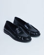 Topshop Coby ruched toe croc loafer in black