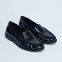 Mocassin Topshop Coby à bout froncé effet croco noir