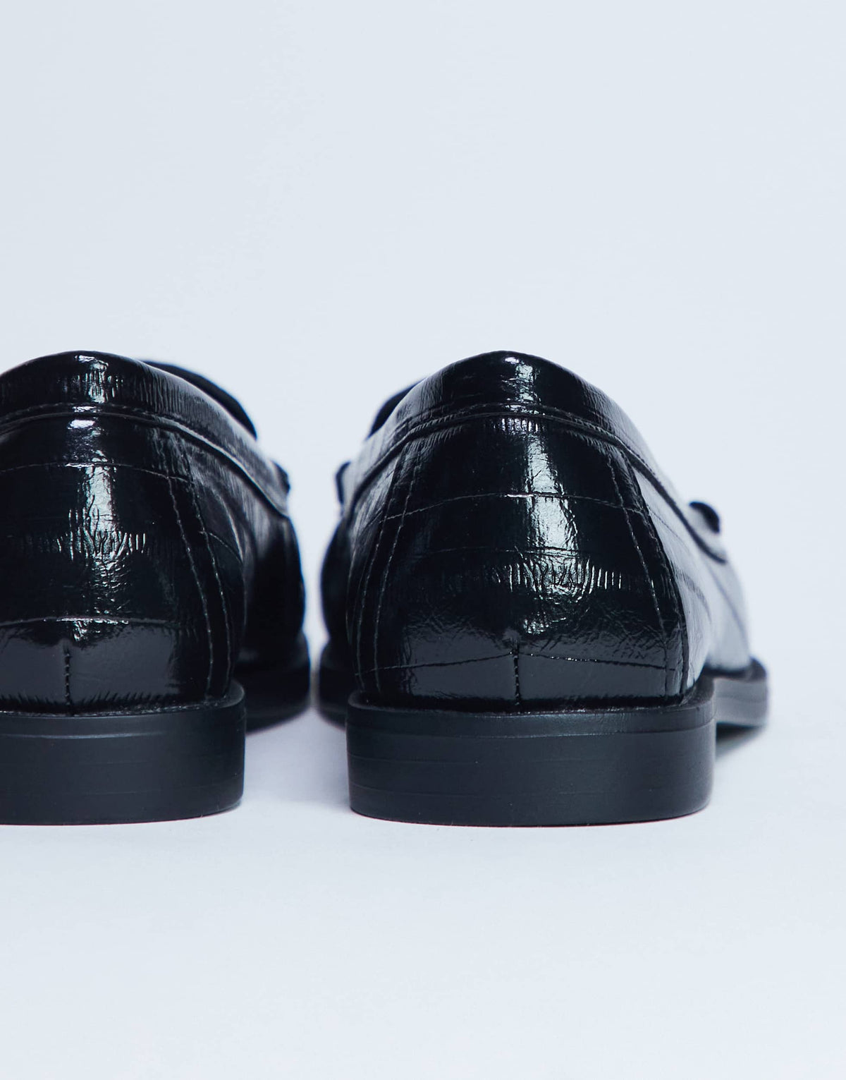 Topshop Coby ruched toe croc loafer in black