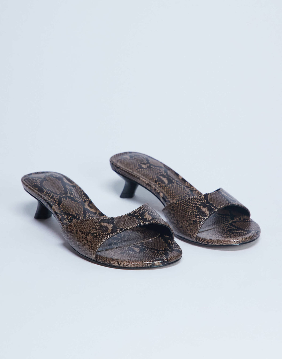 Topshop Ivee kitten heel mule in natural snake