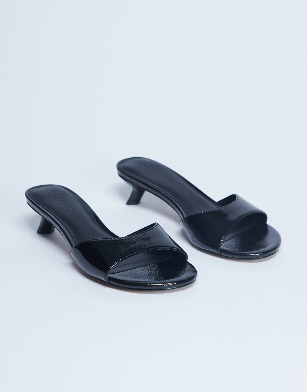 Topshop Ivee kitten heel mule in black