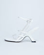 Topshop Indigo strappy angled heel mule in off white