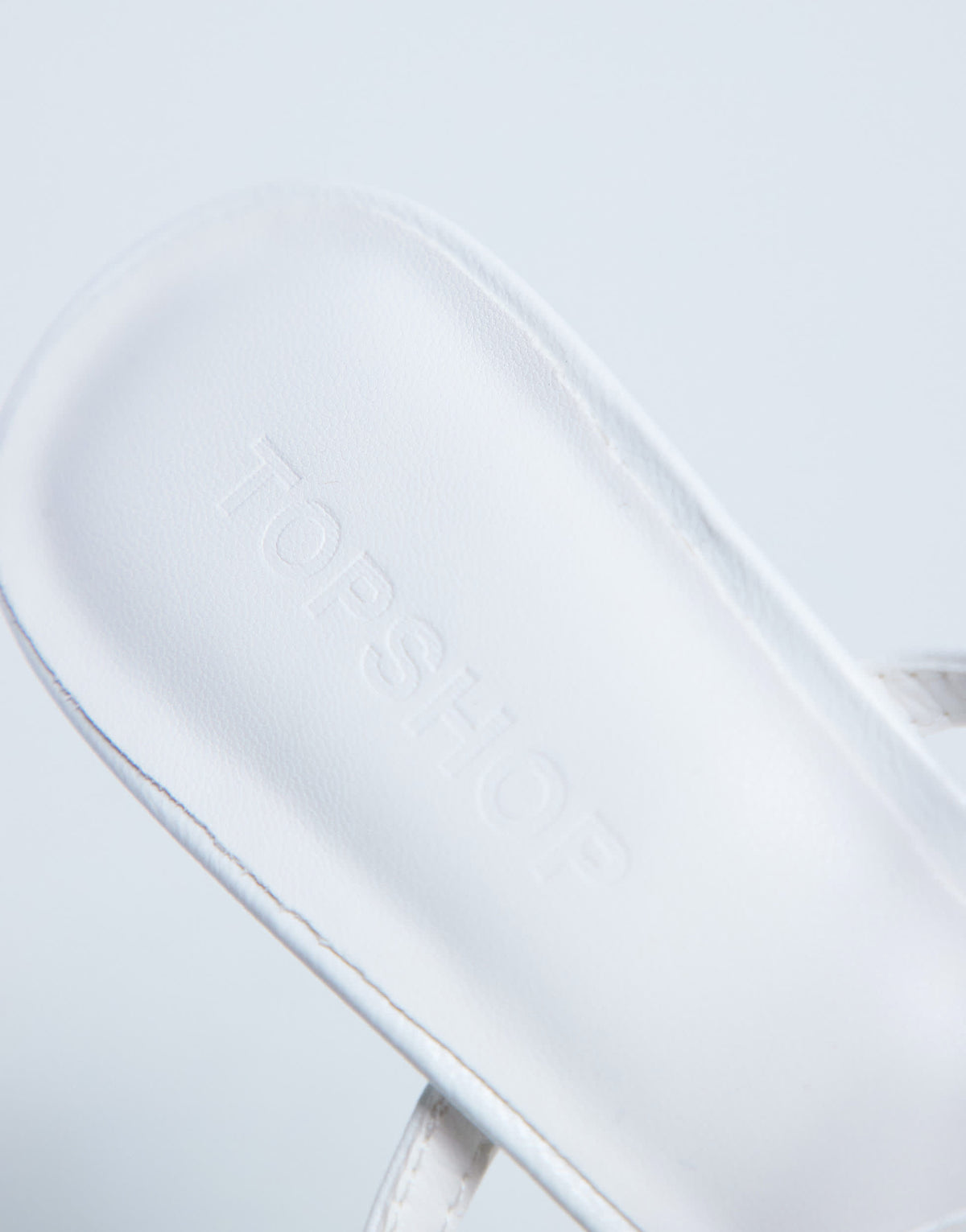 Topshop Indigo strappy angled heel mule in off white