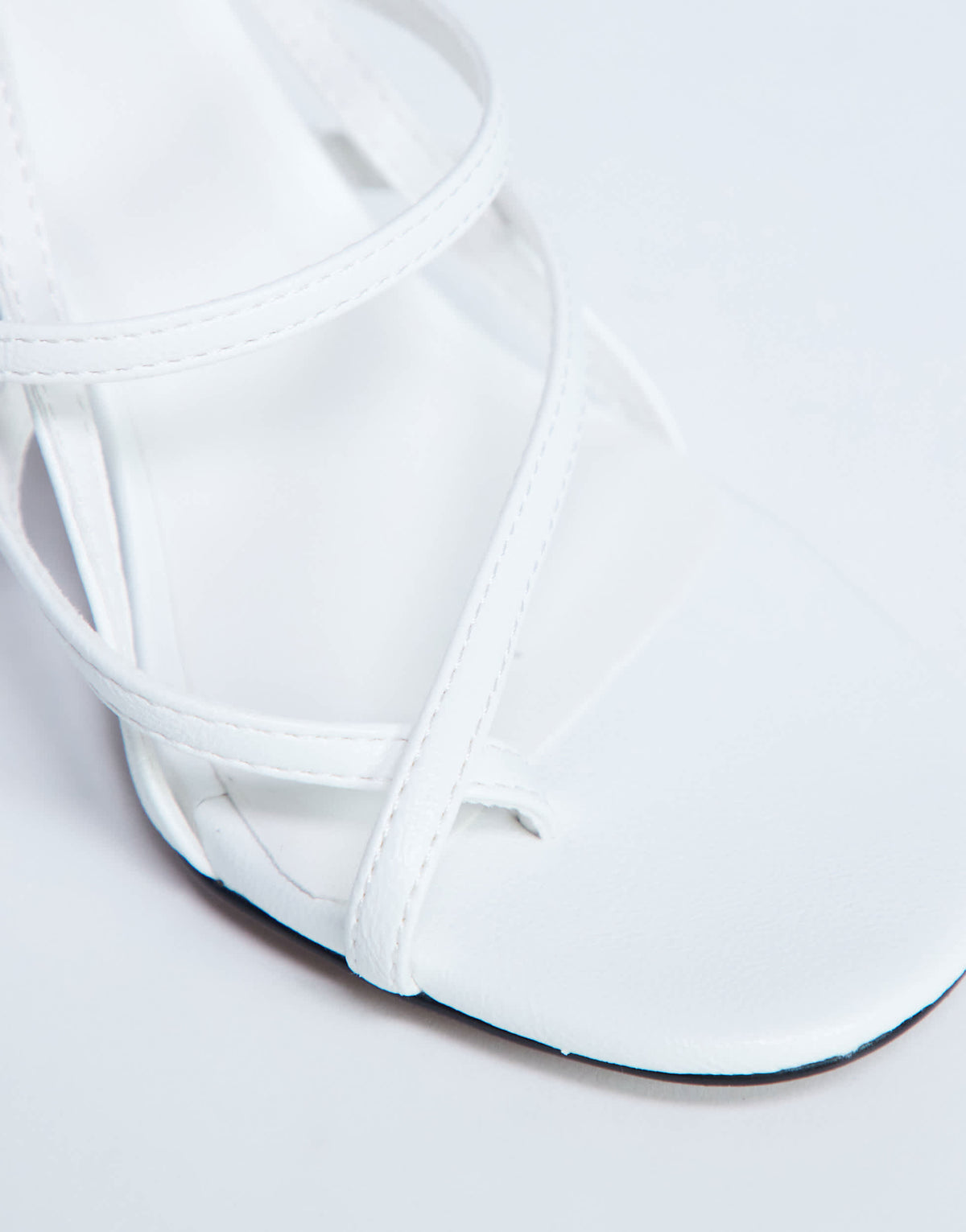 Topshop Indigo strappy angled heel mule in off white