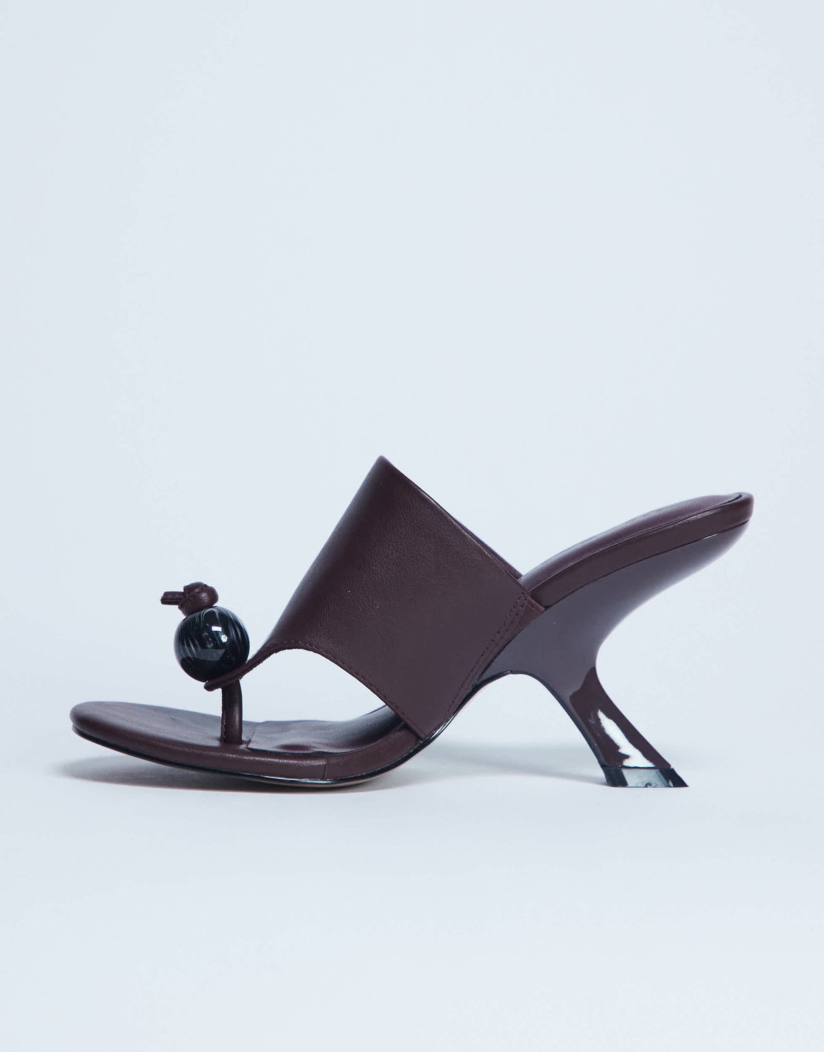 Topshop Isai beaded toe thong high heeled mule in burgundy