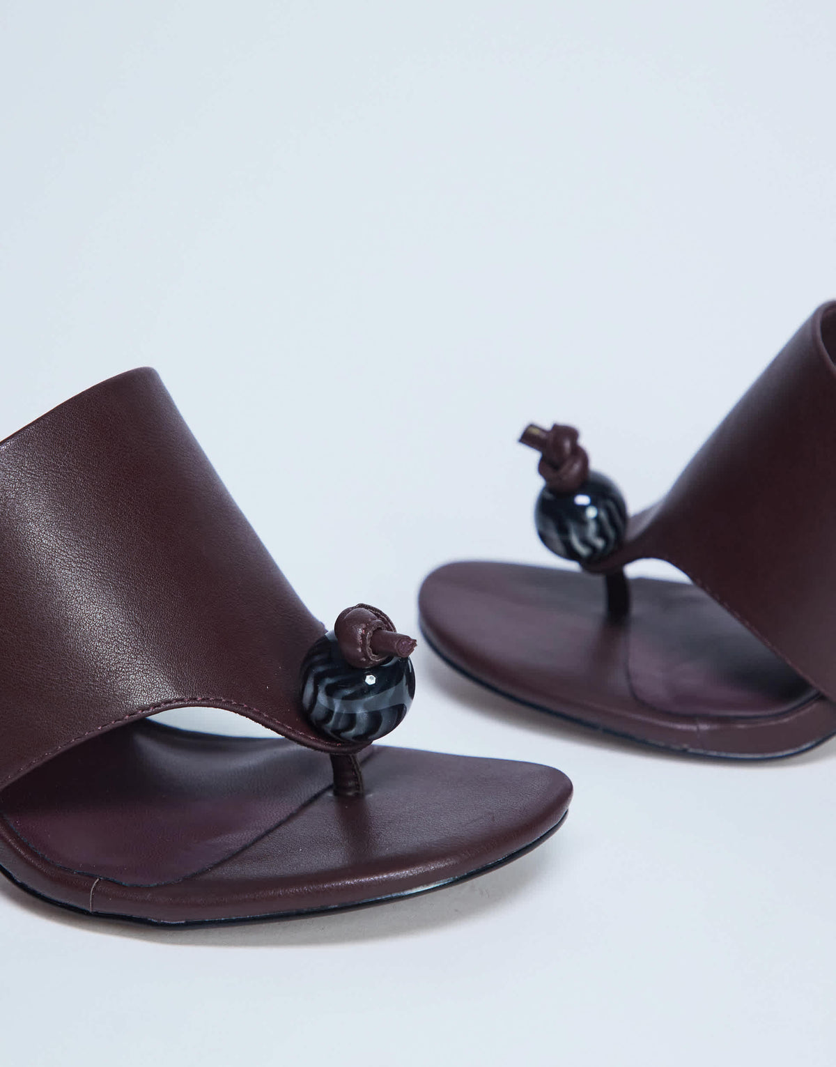 Topshop Isai beaded toe thong high heeled mule in burgundy