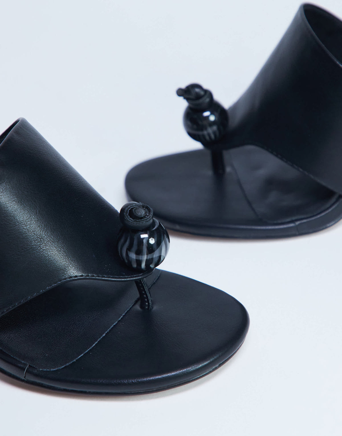 Topshop Isai beaded toe thong heeled mule in black