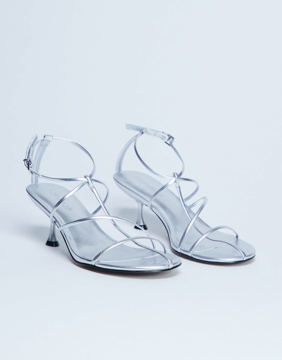 Topshop Itzia strappy mid heel sandal in silver