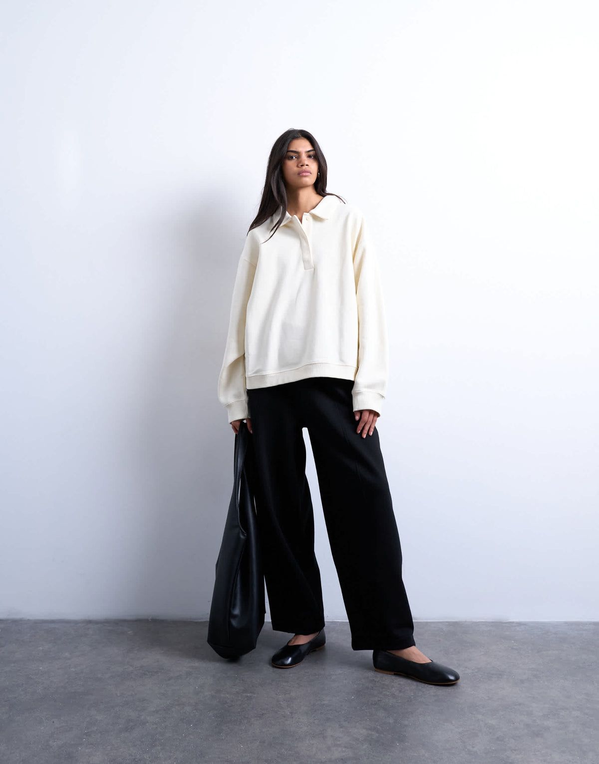 Topshop polo sweat in ecru