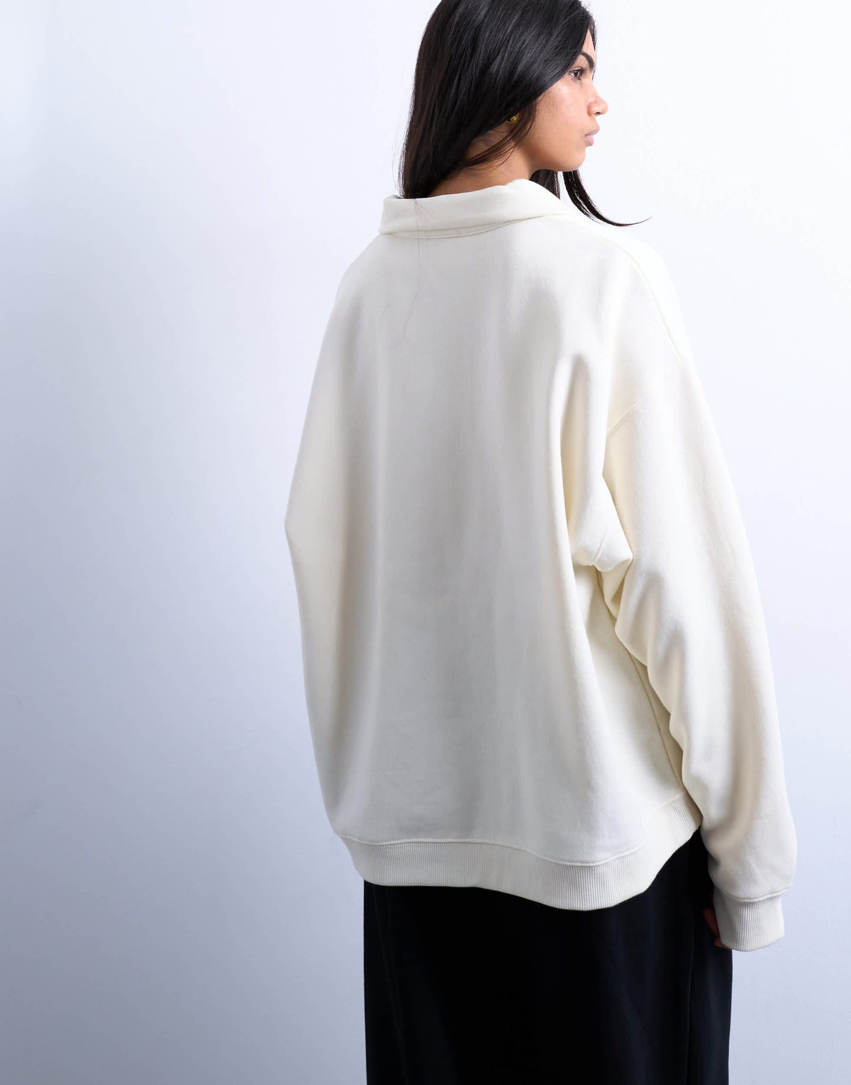 Topshop polo sweat in ecru