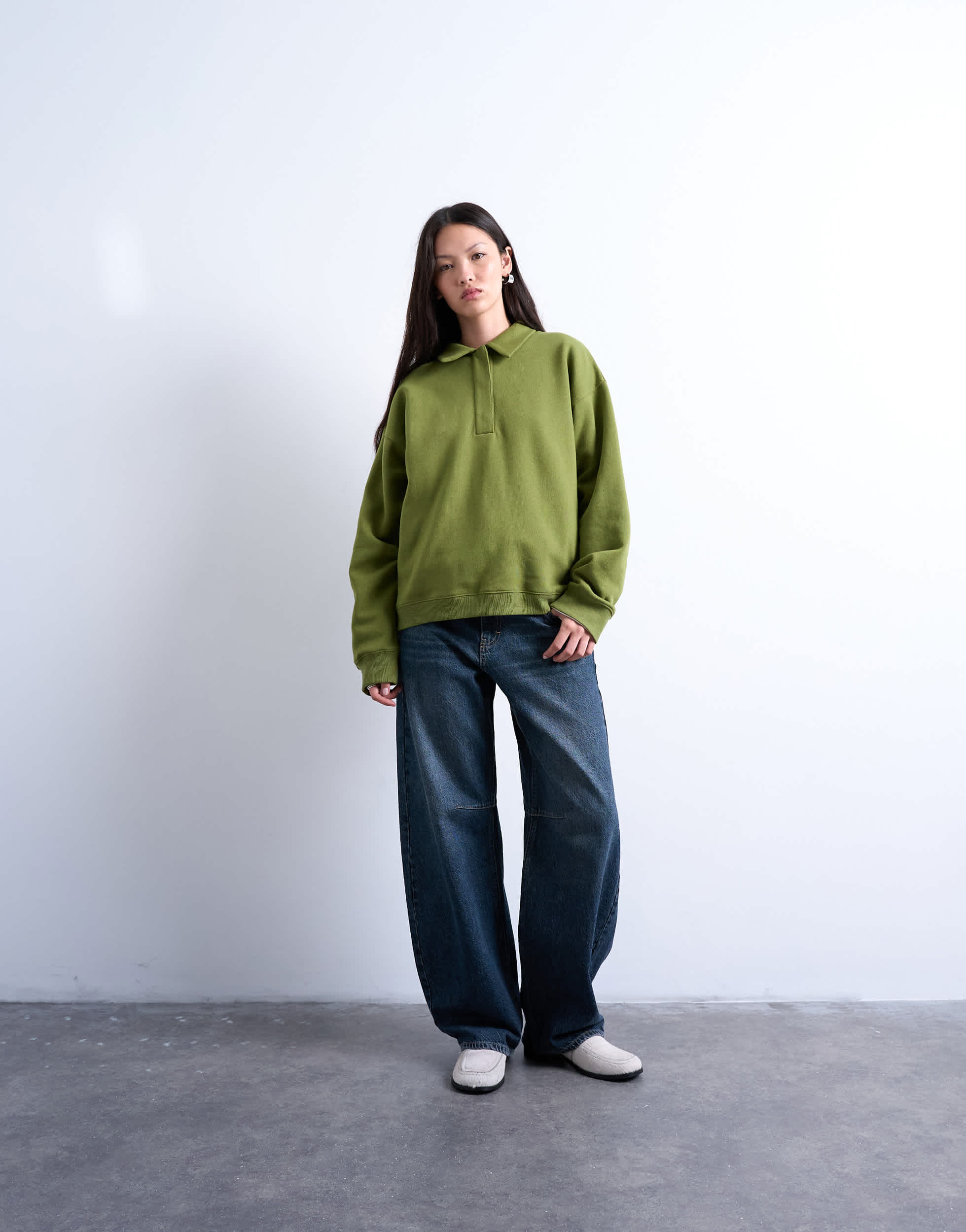 Topshop Polo-Sweatshirt in Grün